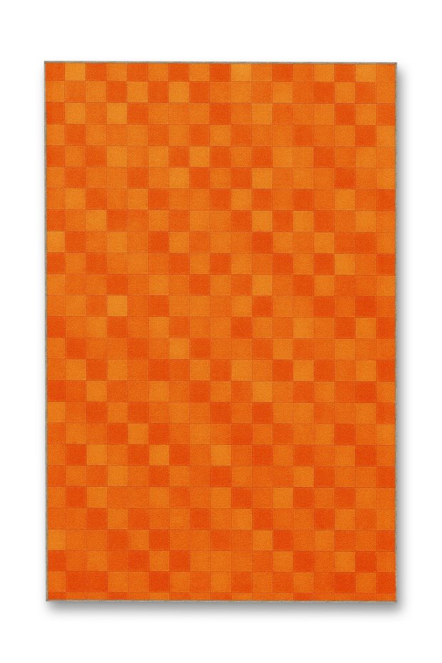 Mosso Retro Orange Checkered Pattern Woven Base Modern Decorative Carpet Mosso130