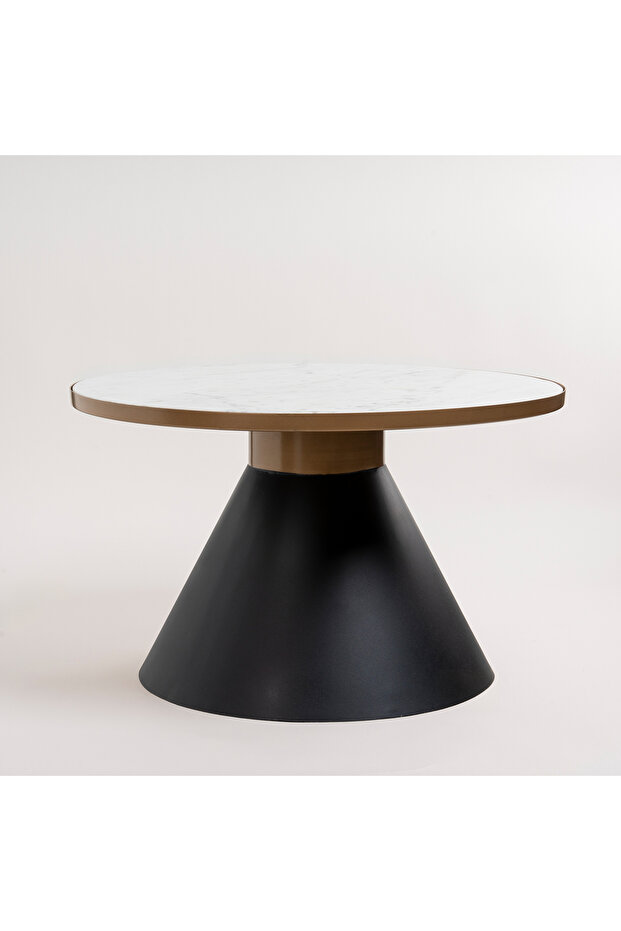 White Marble Coffee Table With Black Base - 2