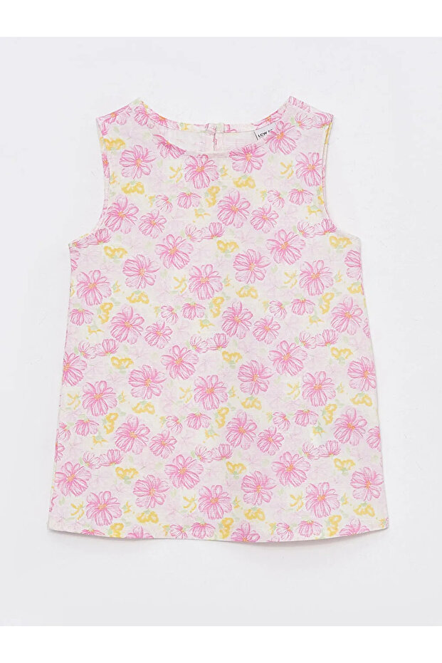 بلوزة منقوشة برقبة دائرية - 1