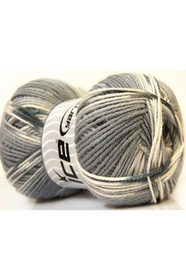 4X100Gr. Baby Design Bebe Acrylic Black, White, Gray Winter, Baby, Tie-Dye Pattern, 100% Acrylic
