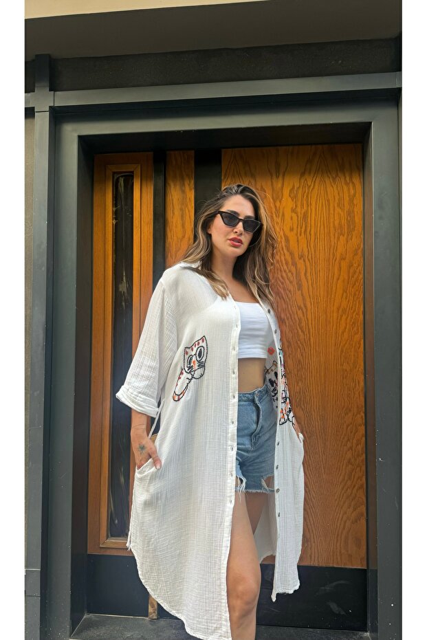 Müslin gömlek elbise - 3