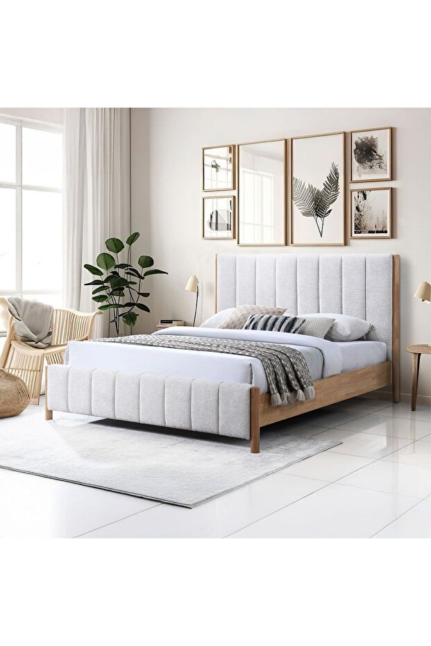 Avalon 180x200 King Bed W/Upholstered Headboard-Pearl