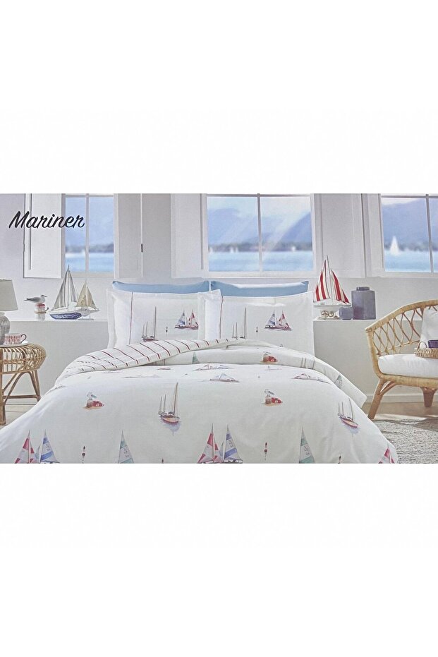 طقم غطاء لحاف فردي من Ranforce Mariner – نمط أزرق قطن 100%
