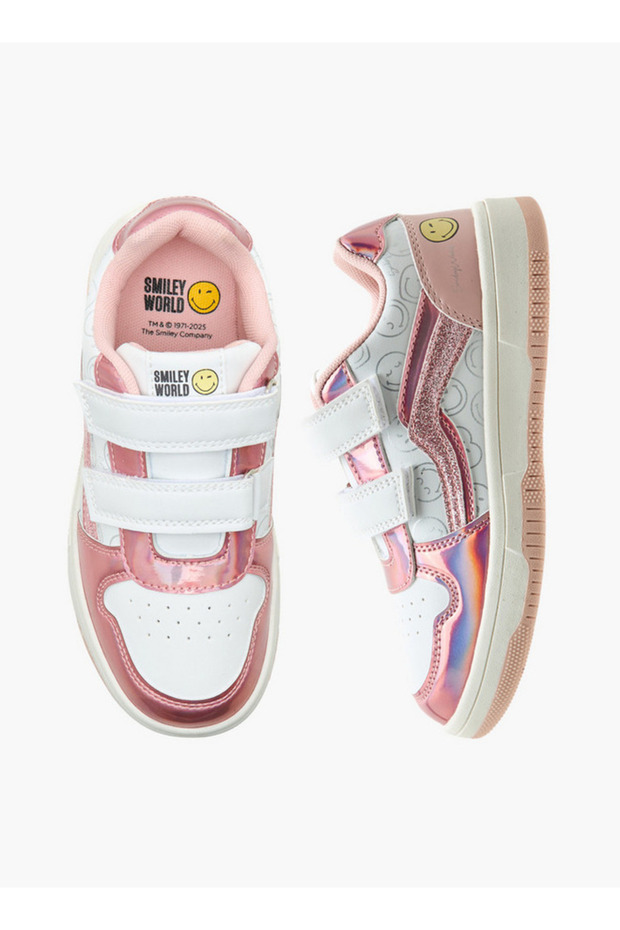 World Printed Sneakers with Hook and Loop Closure - 1
