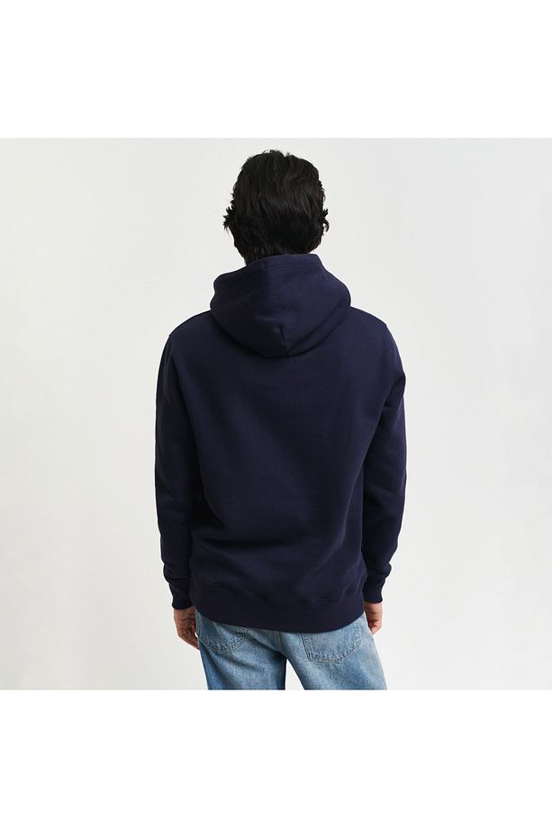Erkek Lacivert Regular Fit Kapüşonlu Logolu Sweatshirt - 2