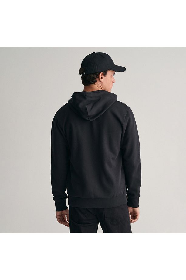 Erkek Siyah Regular Fit Fermuarlı Logolu Sweatshirt - 3