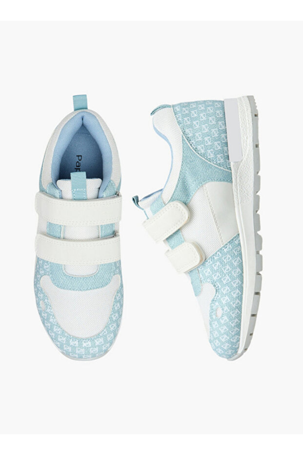 Monogram Print Sneakers with Hook and Loop Closure - 1