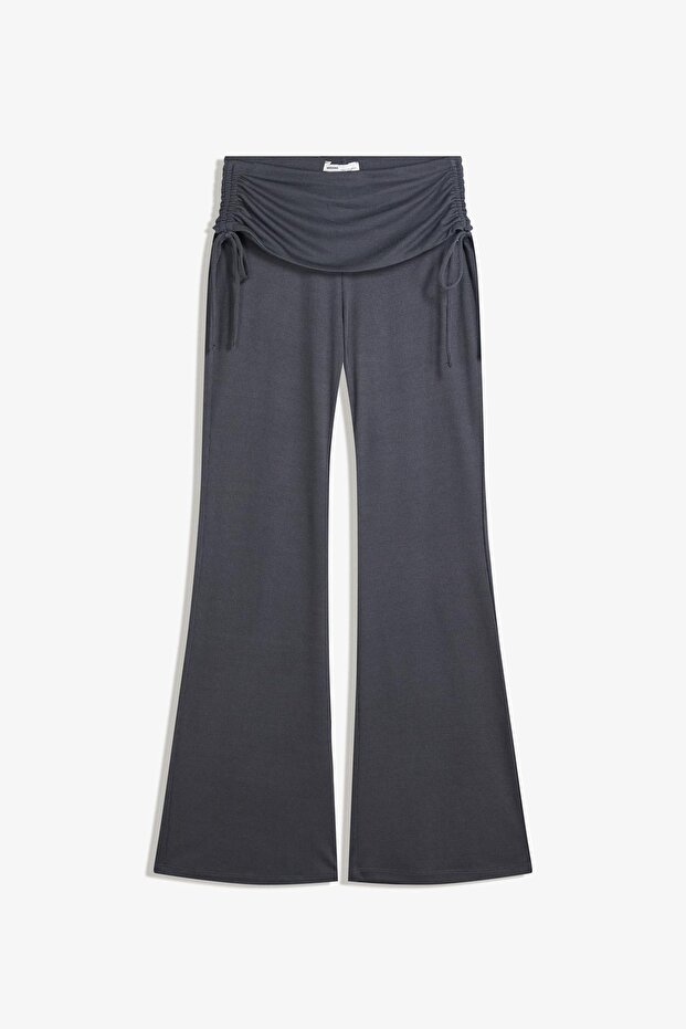 Soft modal blend flared trousers with gathered bow - 2