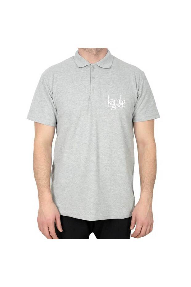 Polo Neck Lamb of God Logo Gray T-Shirt