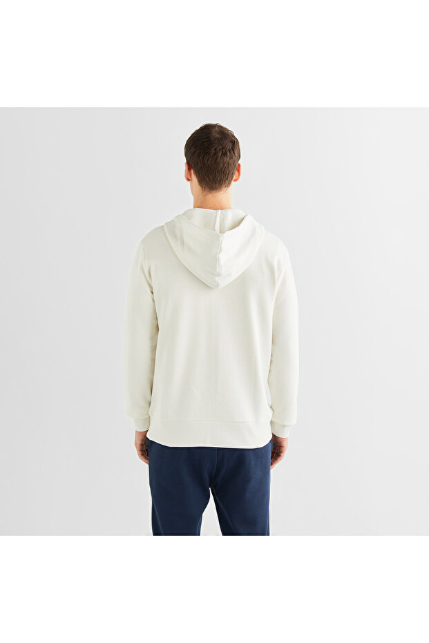 Erkek Krem Regular Fit Kapüşonlu Logolu Sweatshirt - 2