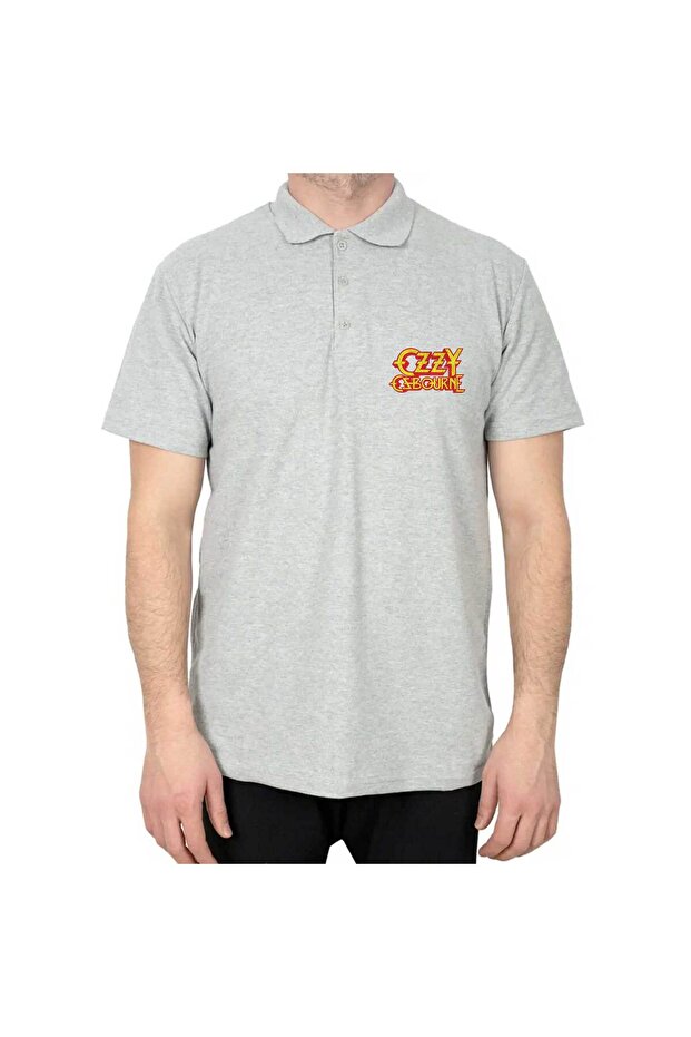 تي شيرت رمادي بياقة بولو من أوزي أوسبورن