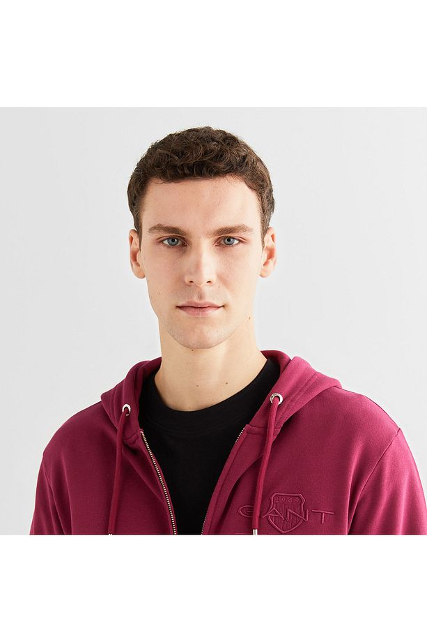 Erkek Bordo Regular Fit Kapüşonlu Logolu Sweatshirt - 6