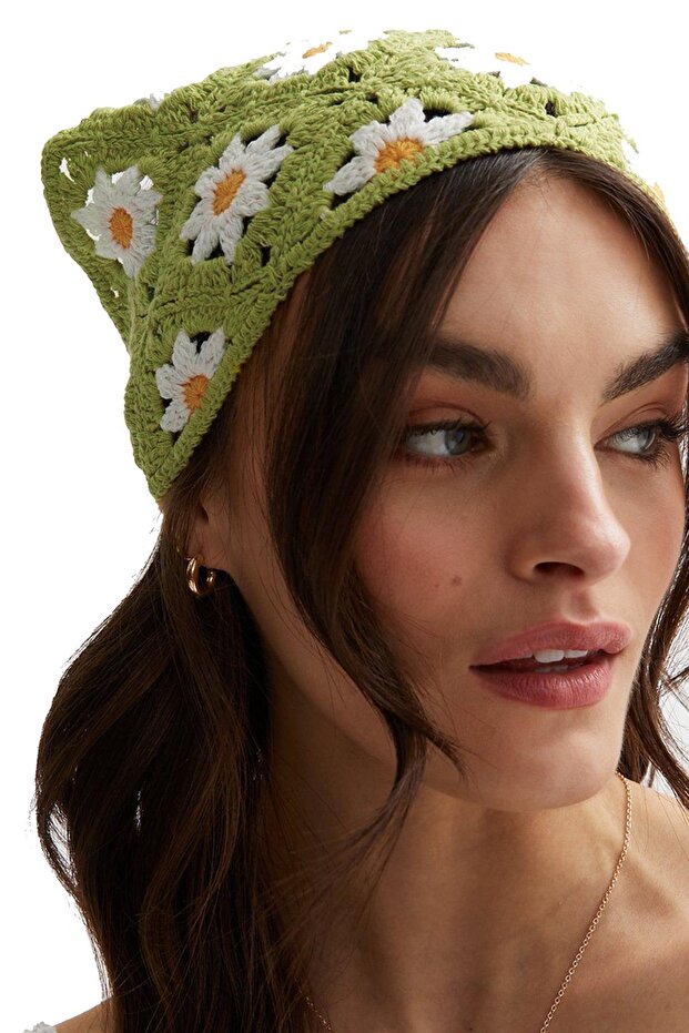 Floral Knitted Triangle Bandana