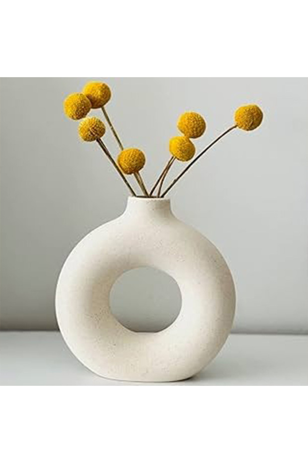 مزهرية الدائرة الناطقة باللونين الأسود والابيض - 1