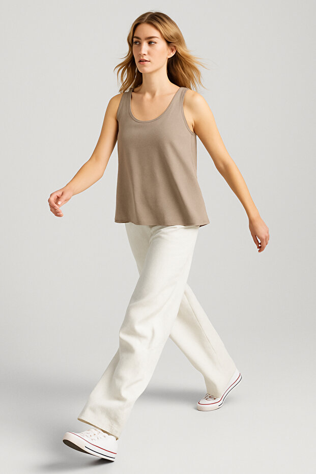 A Kesim Kalın Askılı Basic Pamuklu Atlet Tişört - 2