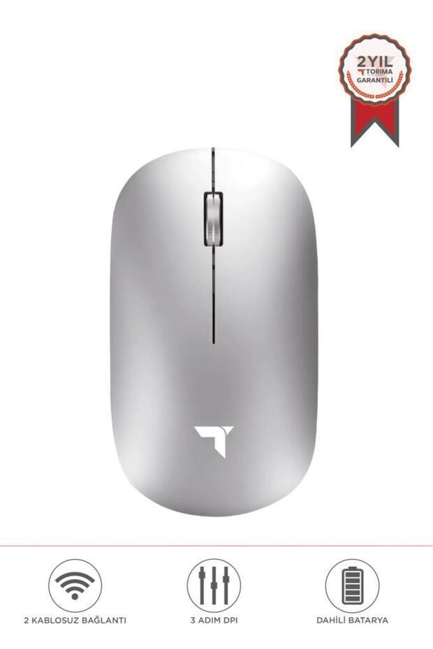 TM-19 Gümüş Çift Modlu Sessiz Kablosuz Mouse Fare - 1