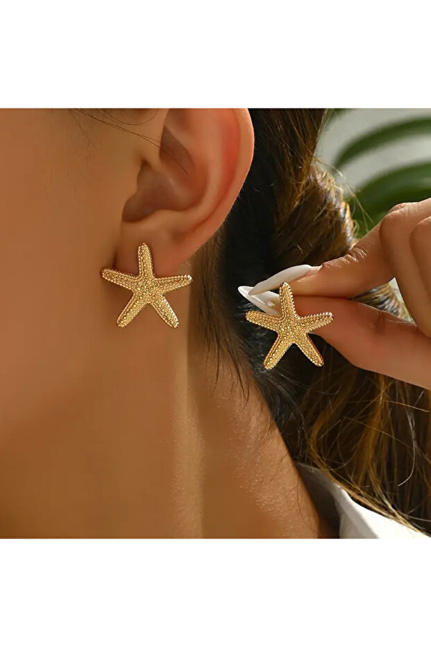 Gold Color Starfish Earrings – Bohemian Style Elegant and Stylish Design