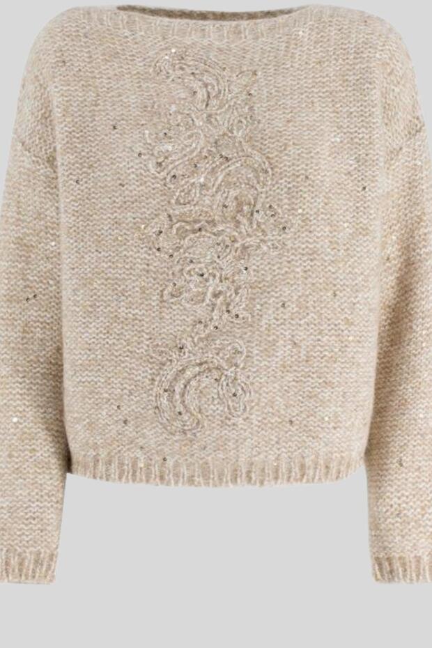 Kadın Pullu Kazak Bej - 1