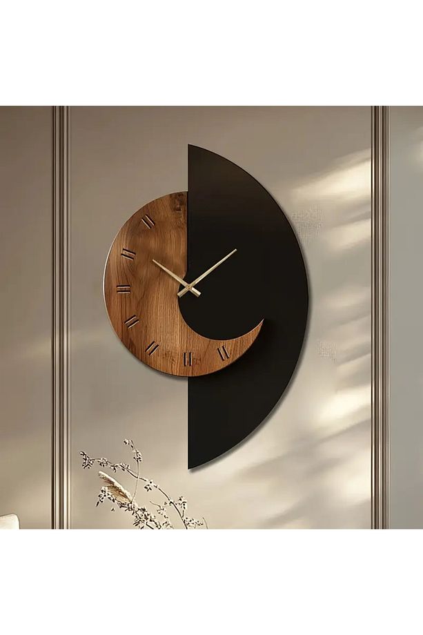 ÖZEL AHŞAP KUTUSUNDA MODERN IŞIKLI DUVAR SAATİ SİYAH CEVİZ 40x60 CM ÖLÇÜSÜNDE - 4