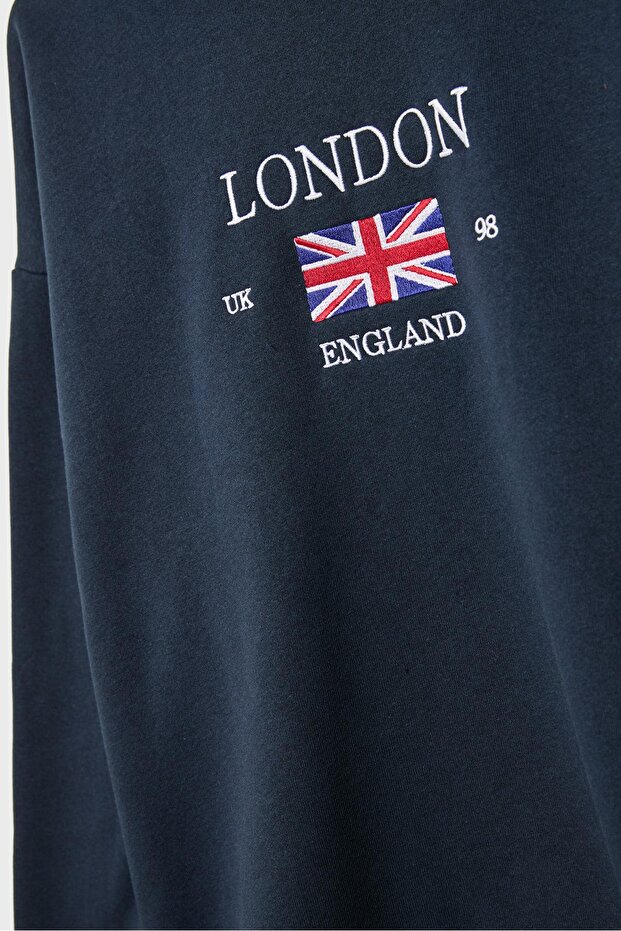 London işlemeli sweatshirt - 7