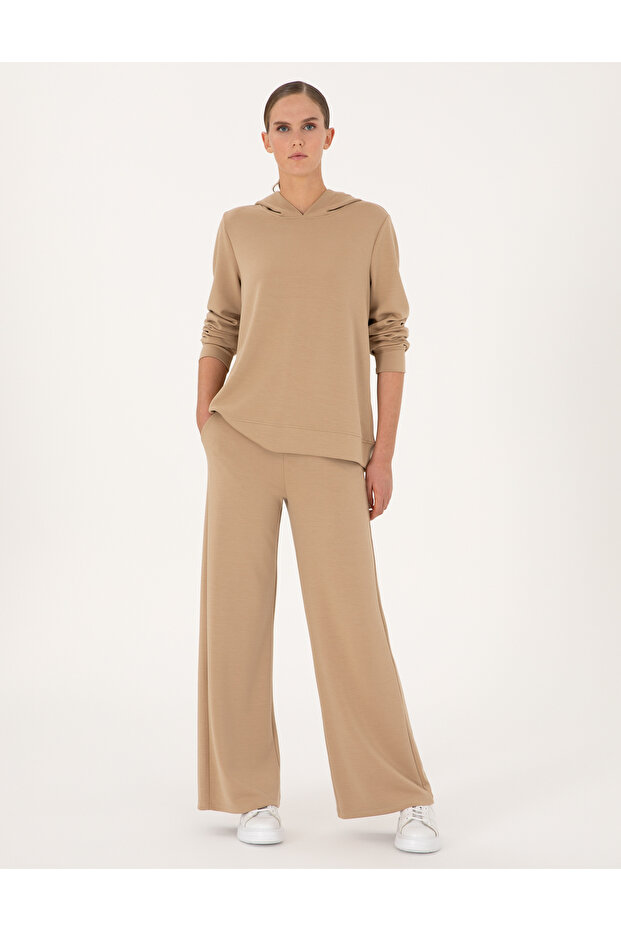 Beige Flare Fit Modal Blend Sweatpants 50314962-Vr011