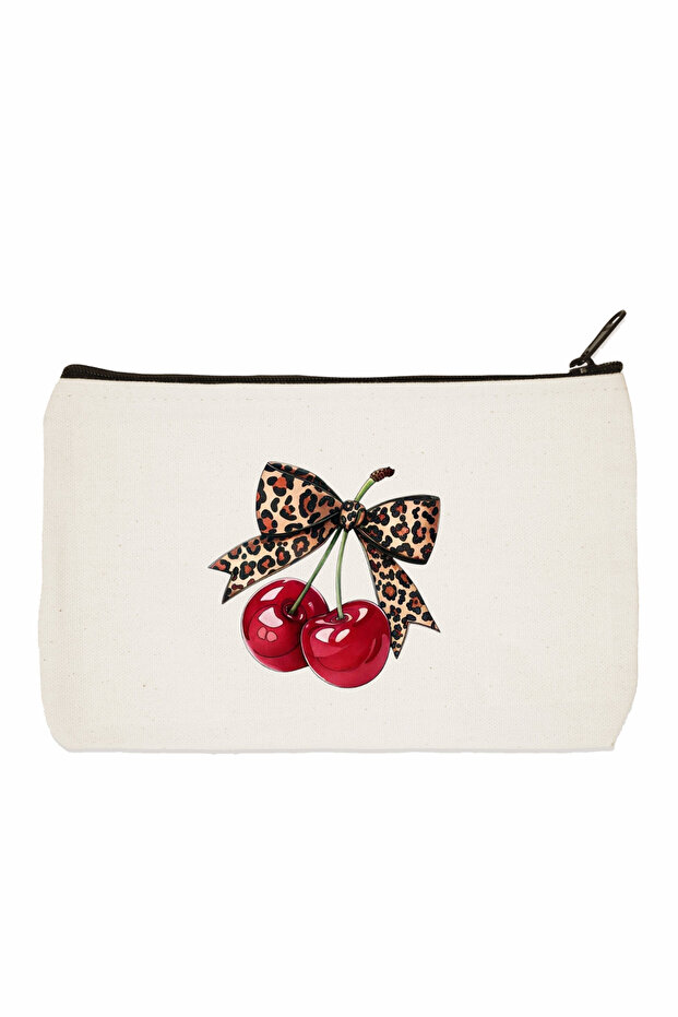 Leopard Cherry Printed Makeup Bag - 1
