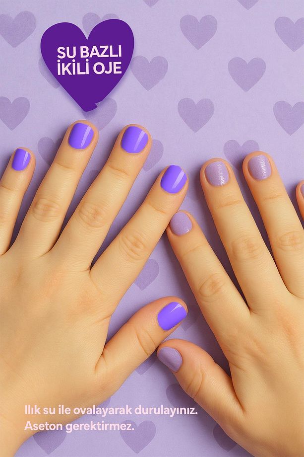 LITTLE PRINCESS SU BAZLI MOR OJE & GLITTERLI OJE MOR SET 2 LI (2*8 ML) - 2