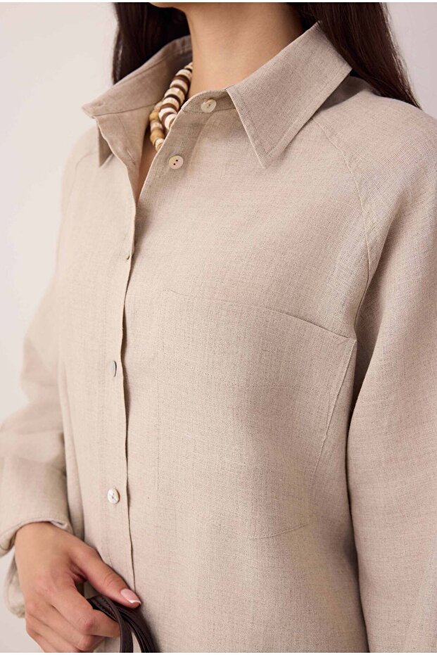 Reglan Kol Basic Keten Gömlek - 6