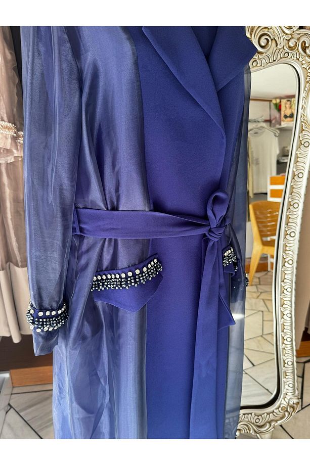 İKİLİ TAŞ İŞLEMELİ ELBİSELİ ABAYA TAKIM - 1