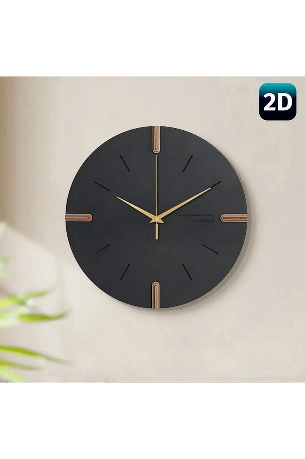 ÖZEL AHŞAP KUTUSUNDA MODERN IŞIKLI DUVAR SAATİ SİYAH GOLD 50 CM ÖLÇÜSÜNDE - 4
