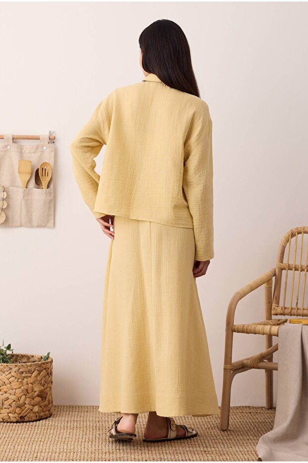 Müslin Cepli Gömlek Soft Sarı - 5