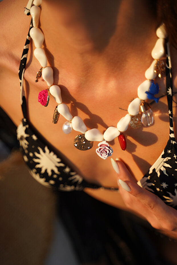 Colored Charm Necklace - 4