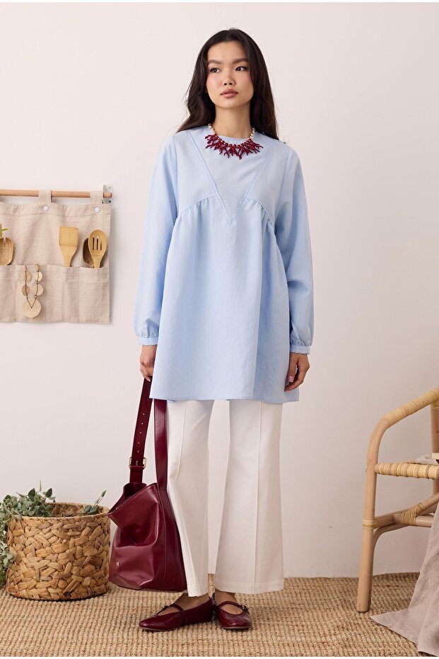 V Panama Tunik Açık Mavi - 1