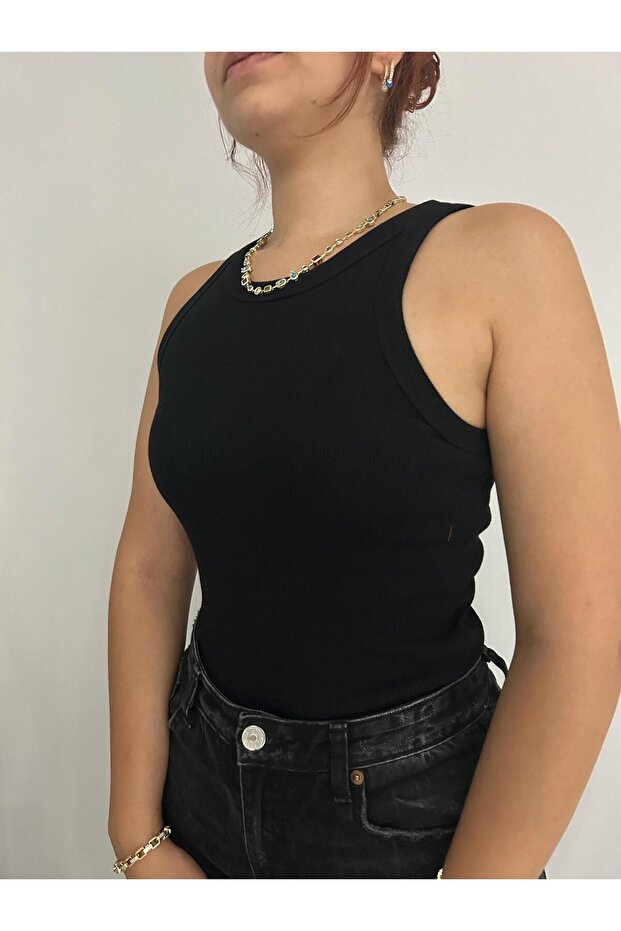 قميص طويل بياقة دائرية من القطن - 1