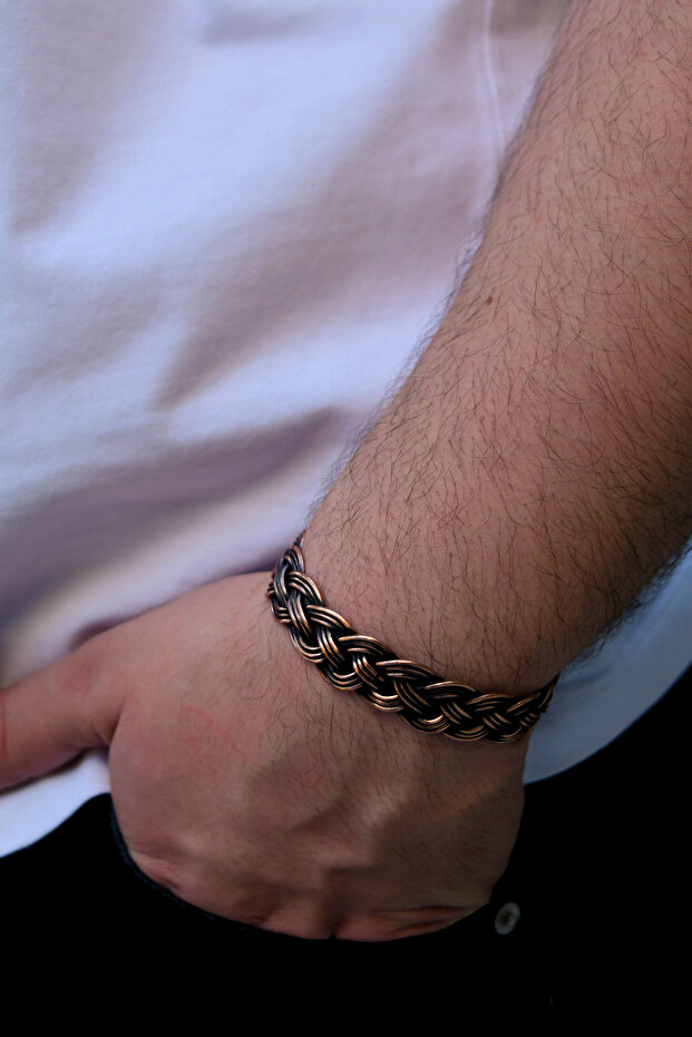 Saç Örgü Model Bakır Bileklik - 3