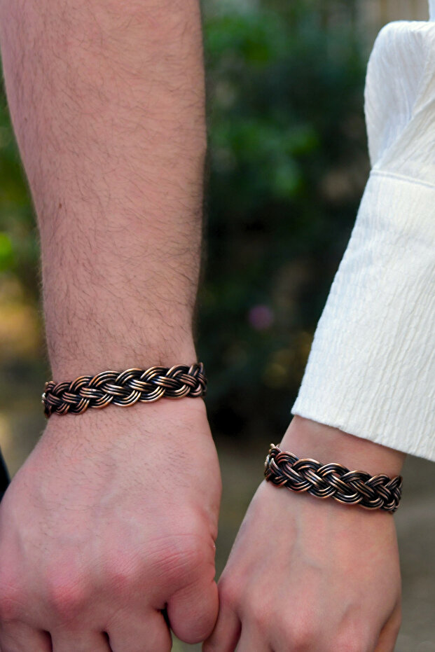 Saç Örgü Model Bakır Bileklik - 2