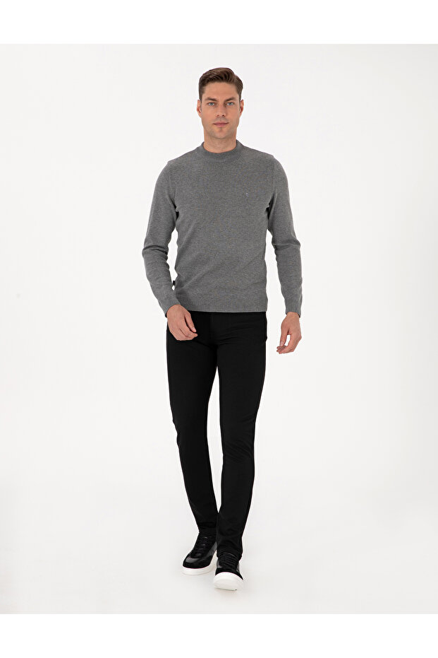 Black Slim Fit Canvas Trousers 50310857-Vr046