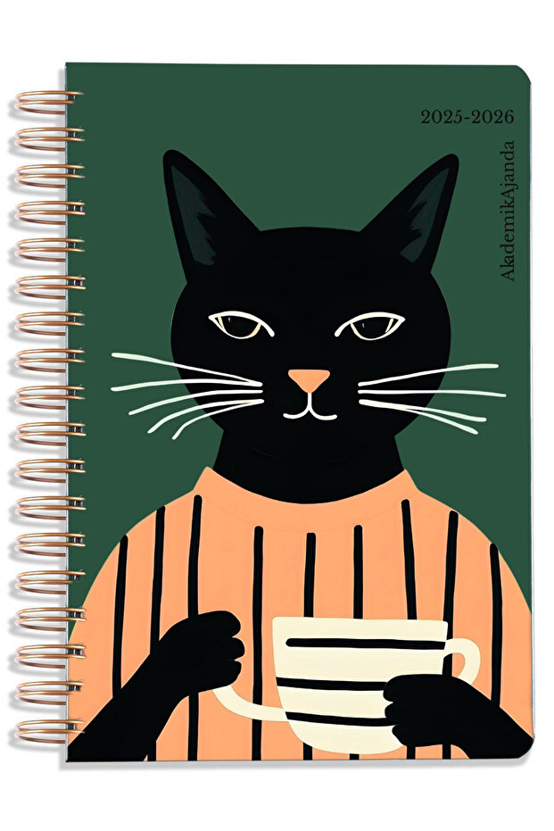 Crow Notebook 2025-2026 A5 Kedili Akademik Ajanda 15x21 Cm - 107 Ad. Sticker Hediyeli - Lastikli - 12 Aylık
