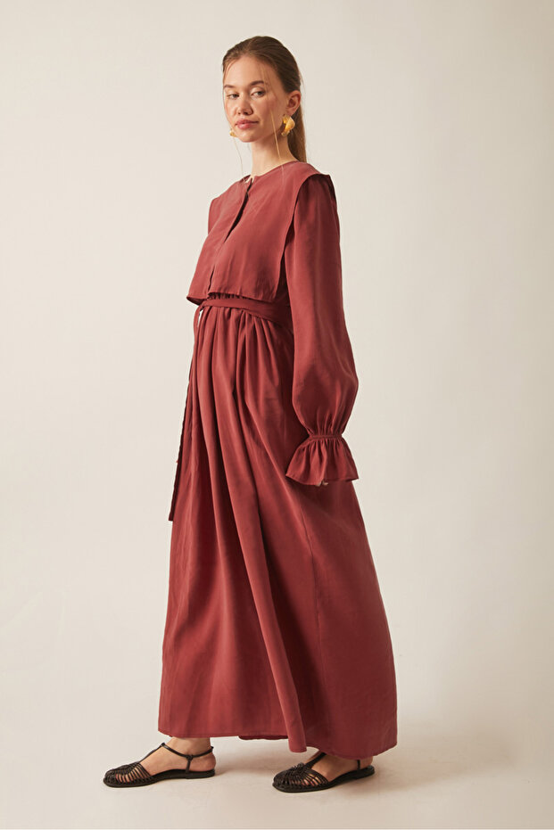 Deren Modal Elbise Kiremit - 5