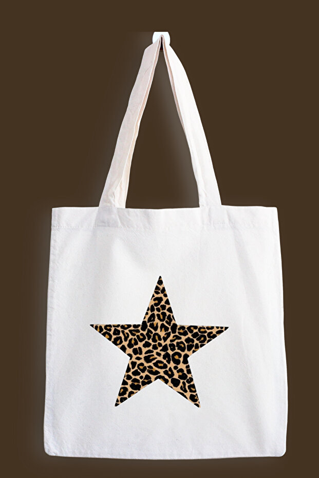 Leopard Star Printed Cloth Bag, Tote Bag
