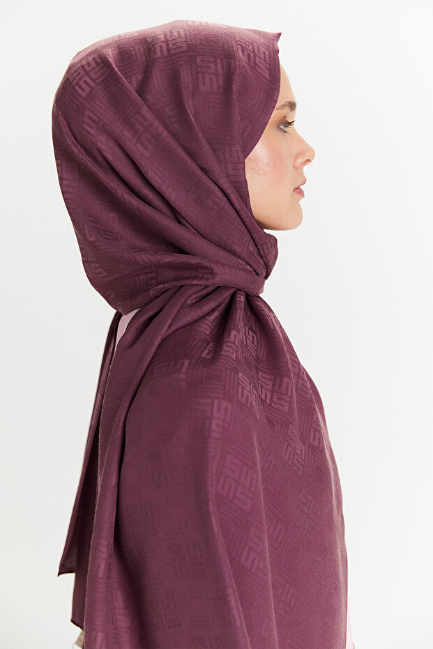 Jakarlı Monogram Şal - 3