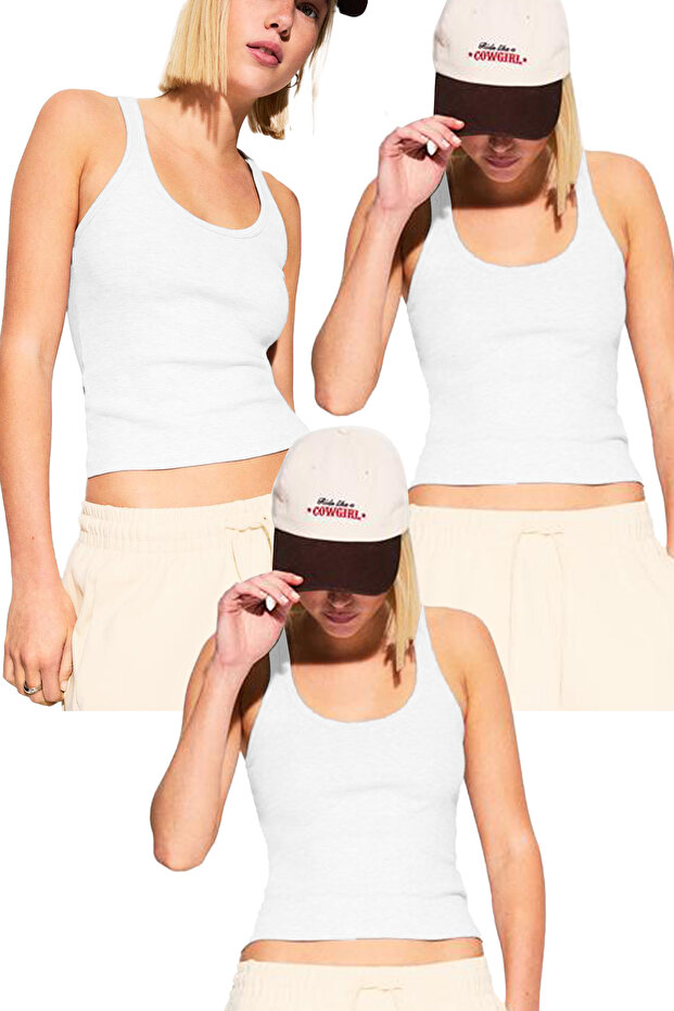 Pack of 3 Women's Ribbed Thick Strap Basic Undershirt