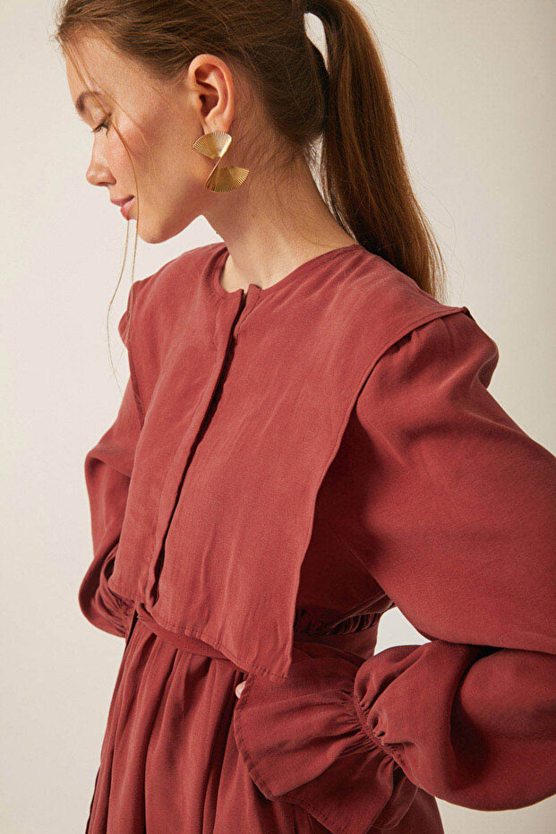 Deren Modal Elbise Kiremit - 2