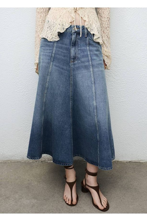 Midi denim etek - 1
