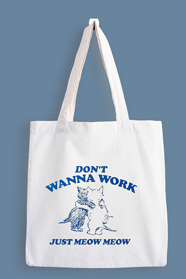 Just Meow Meow Printed Cloth Bag, Tote Bag