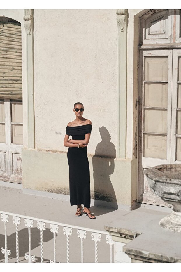 Straplez triko elbise - 2