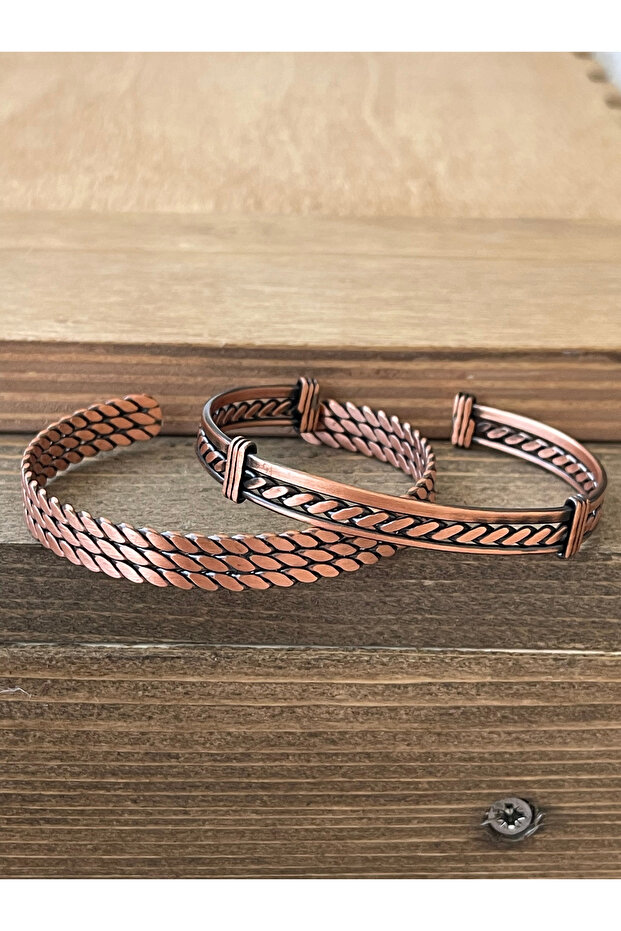 Copper bracelet set of 2 adjustable size copper bracelet