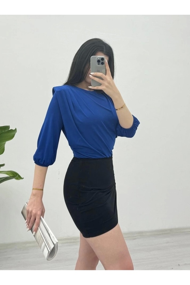 Sendy Blouse with Shoulder Drawstring and Padded Jumpsuit Inside -Saks - 3