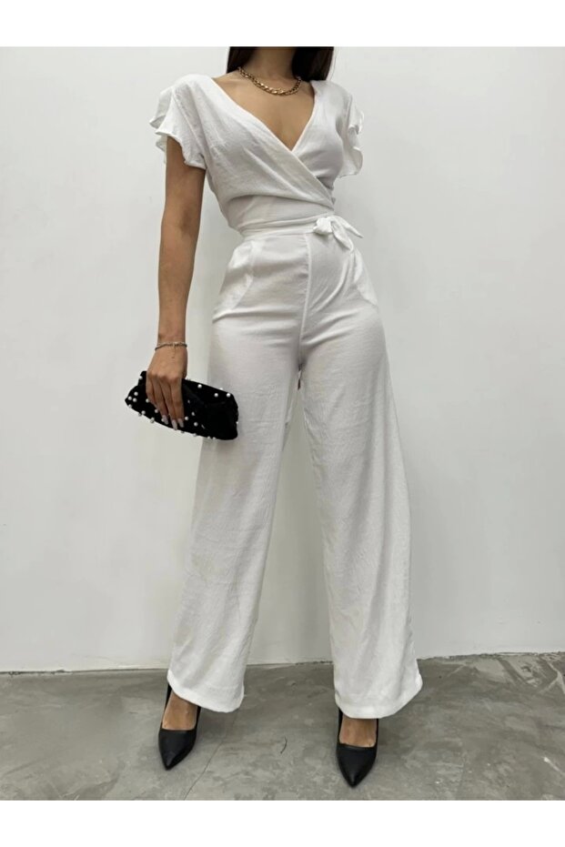 سحاب مفصل بذلة مكشكشة - أبيض - 4