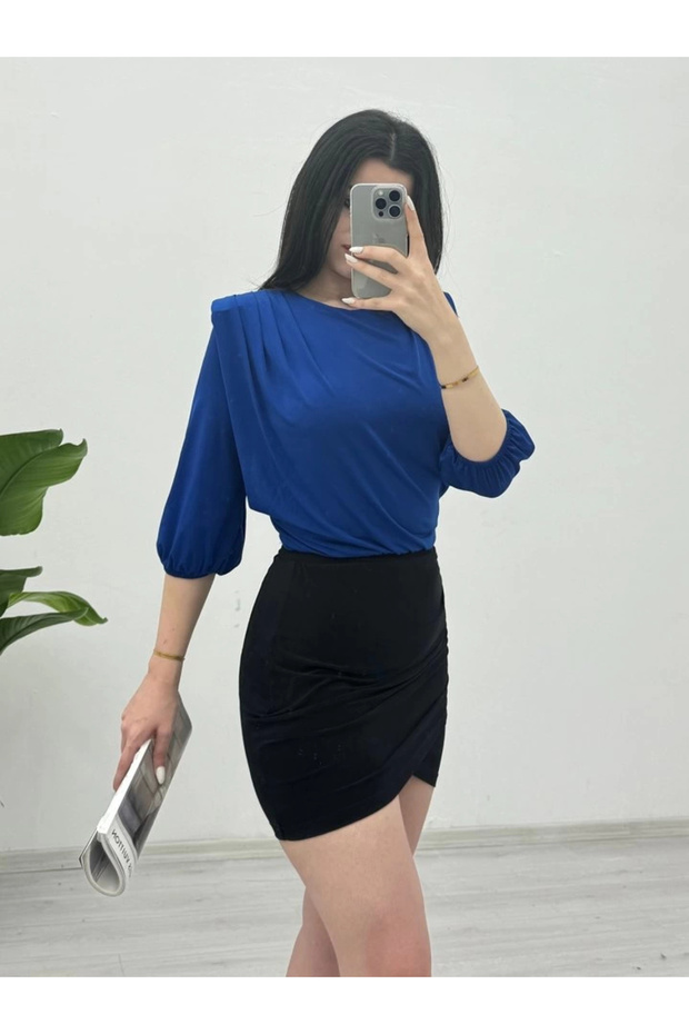 Sendy Blouse with Shoulder Drawstring and Padded Jumpsuit Inside -Saks - 4